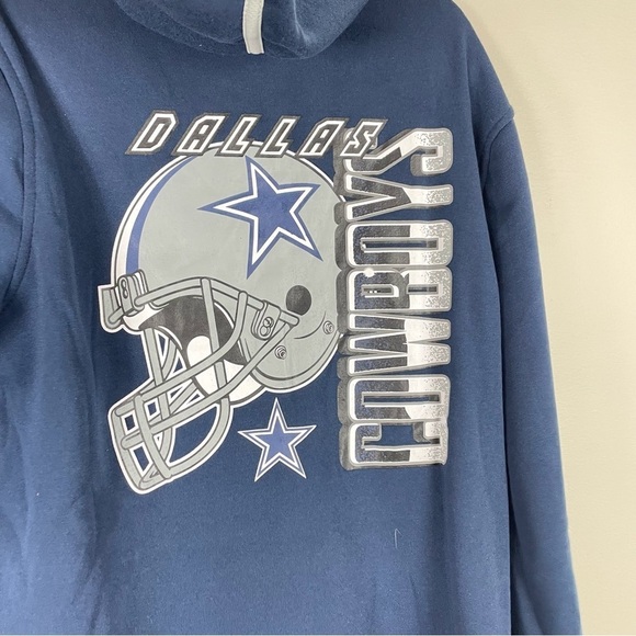 NFL Cowboys Full Zip Sweater Mens Large Navy Blue Pockets Hooded Jacket Football - Picture 4 of 8